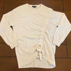 Christopher Fischer 100% cashmere cream sweater ruched sides large